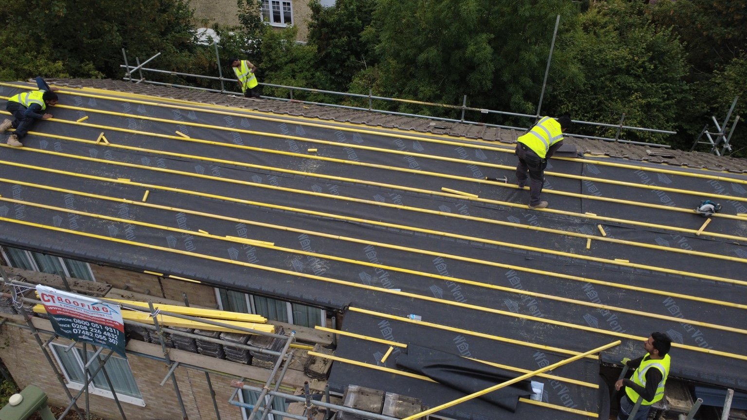 New membrane and treated battens installed