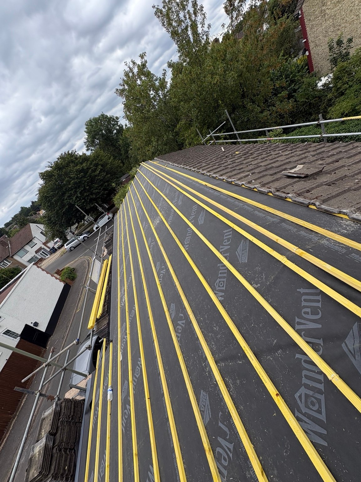 Batten layout completed across the roof slope