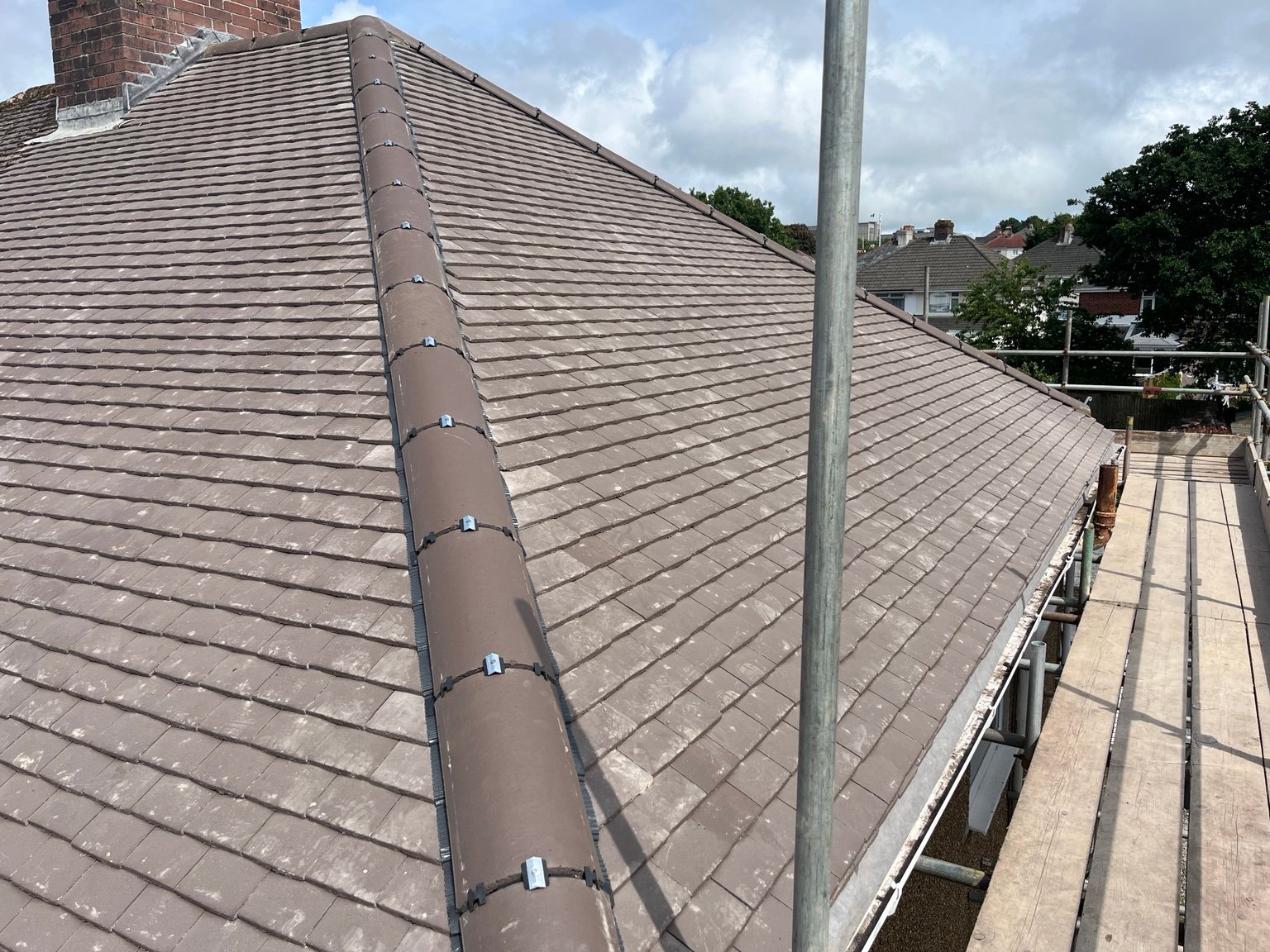 New breathable membrane and treated battens installed