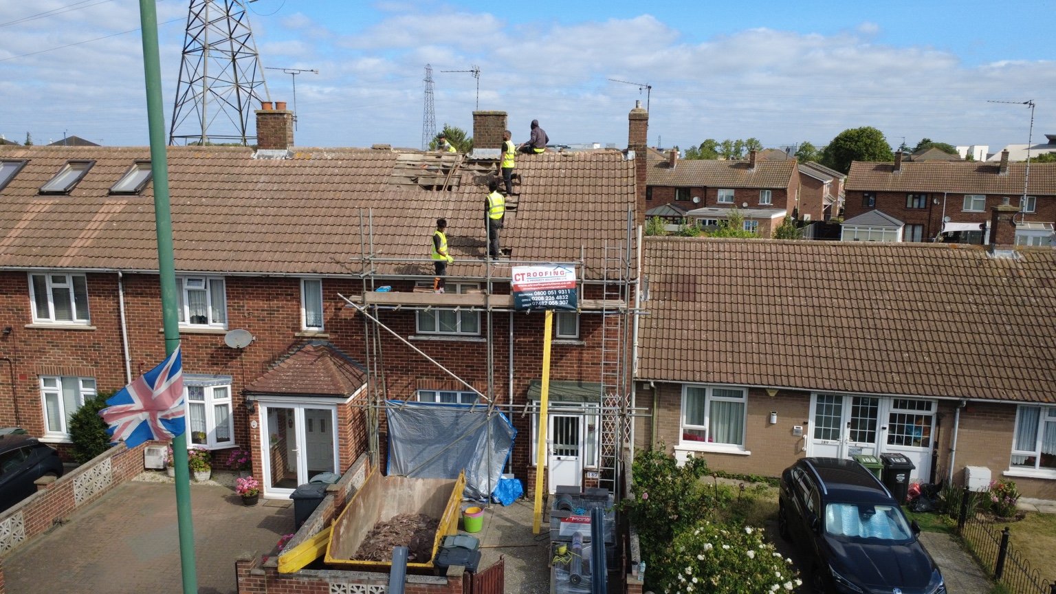 Scaffolding erected and strip-off underway