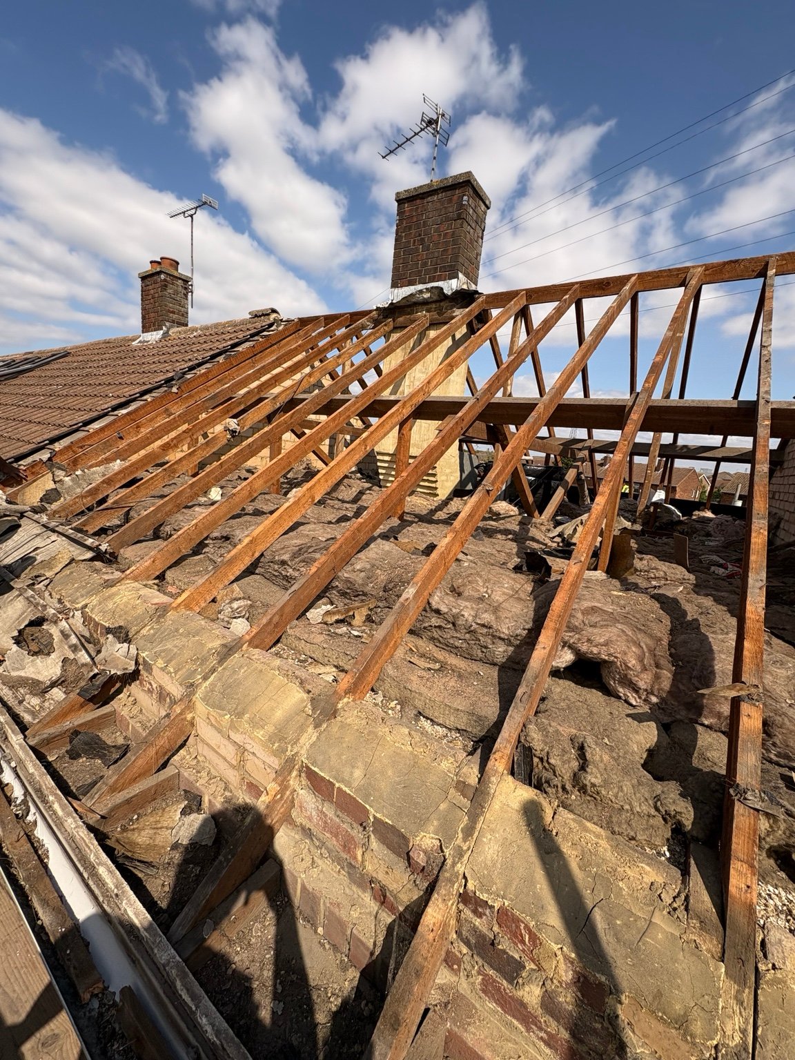 Roof stripped back to the rafters