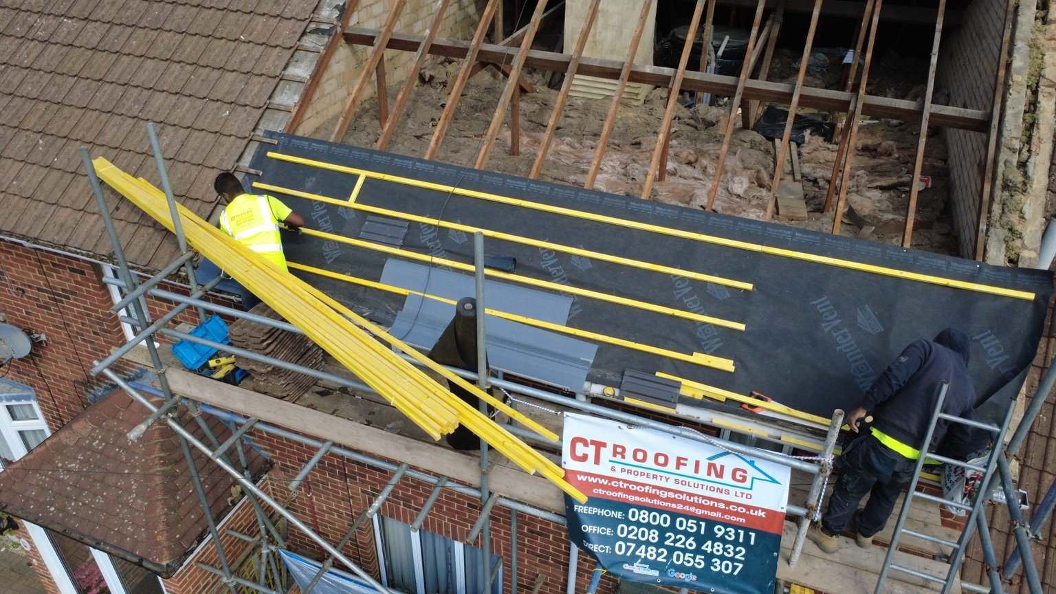 New membrane and treated battens installed