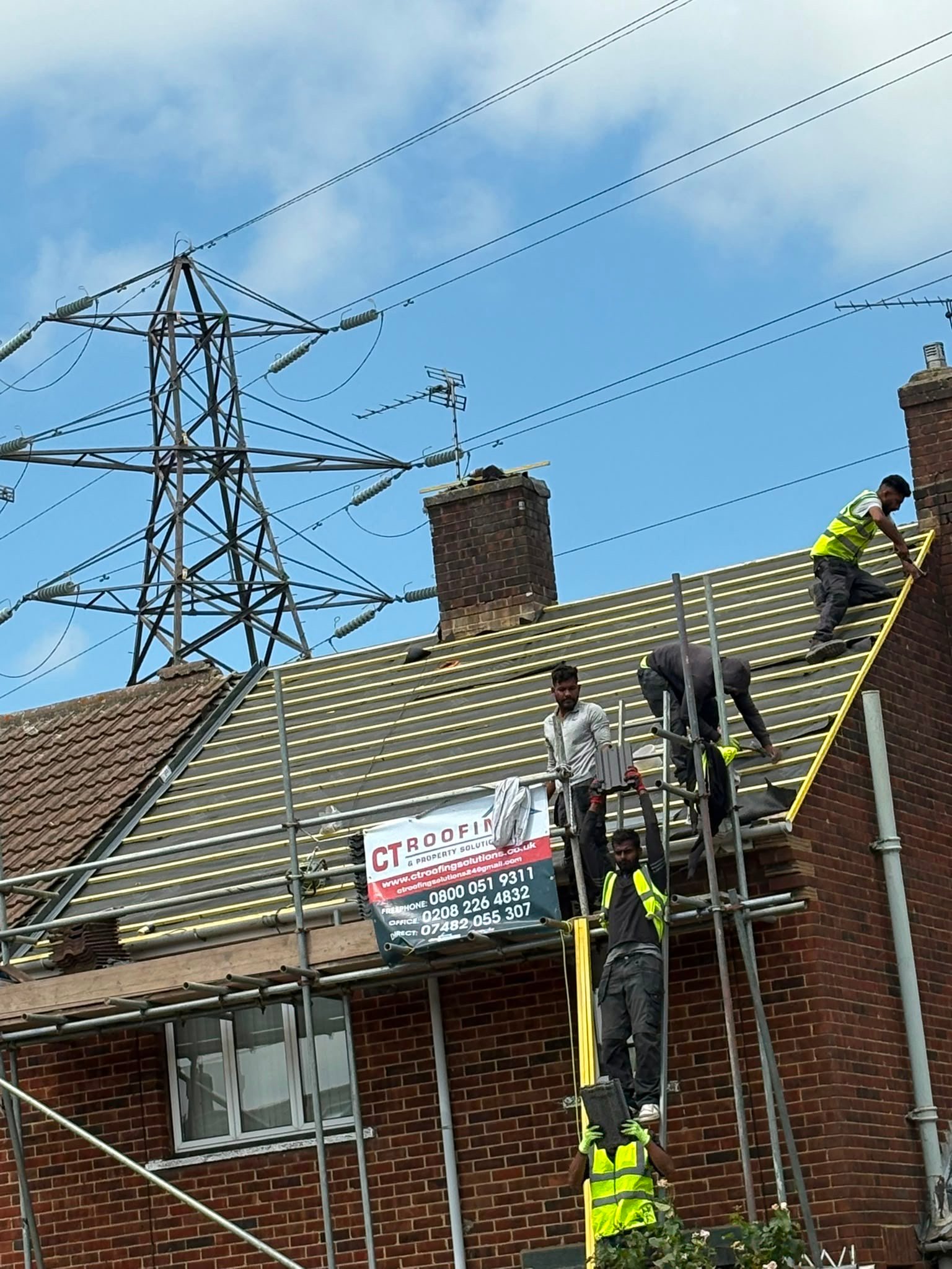 Roof battened and prepared for tiling