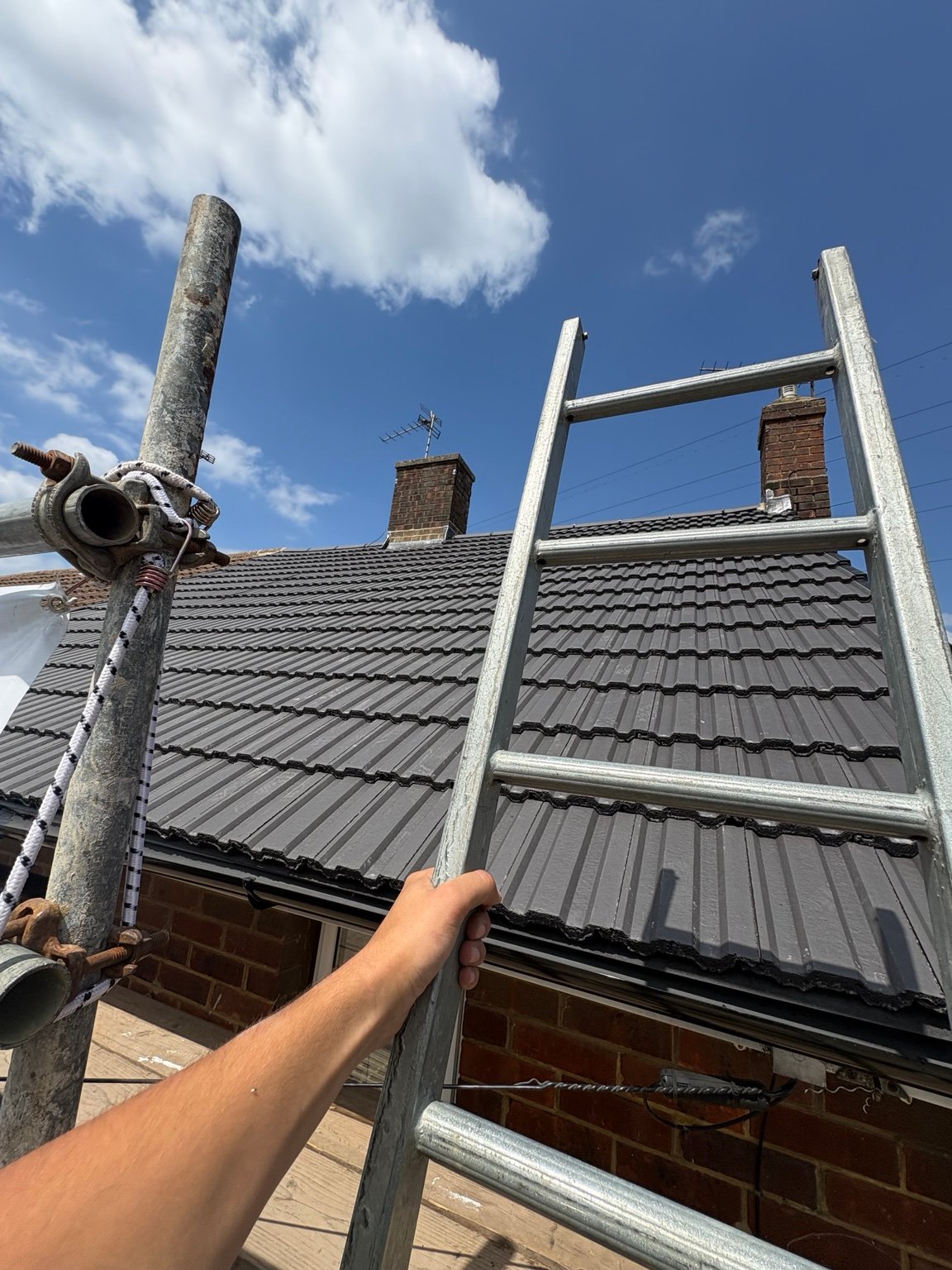 New tiled roof installation nearing completion