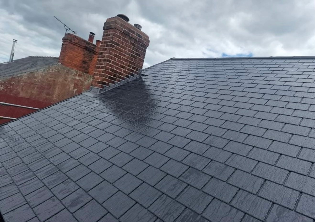 Slate-Style Roof Installation