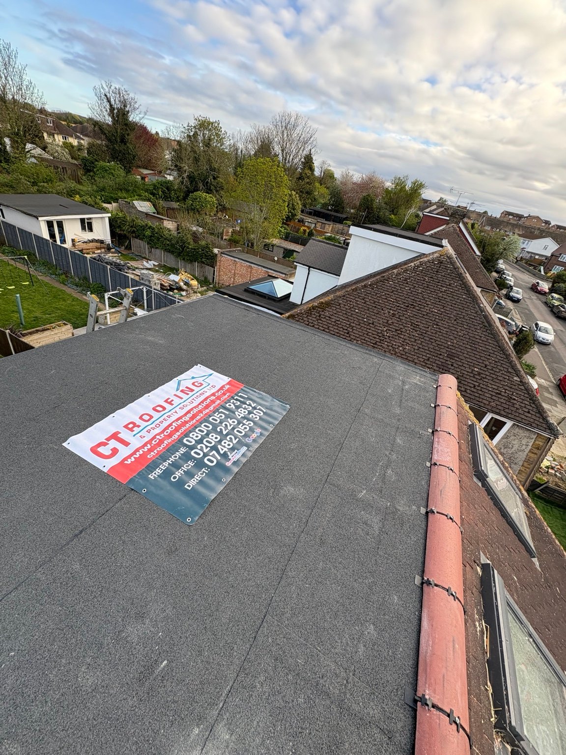 Finished mineral felt flat roof